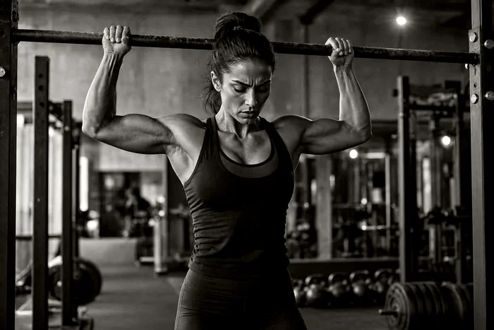 Athlete performing a chin-up